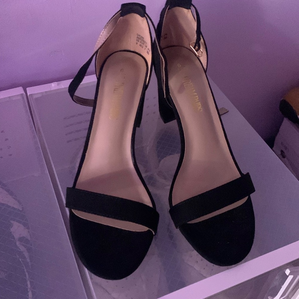 Strapped black heels